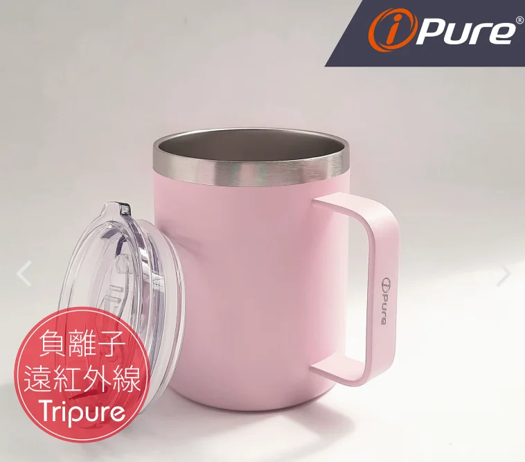ipure 不鏽鋼握把杯 -櫻花粉(400ml)