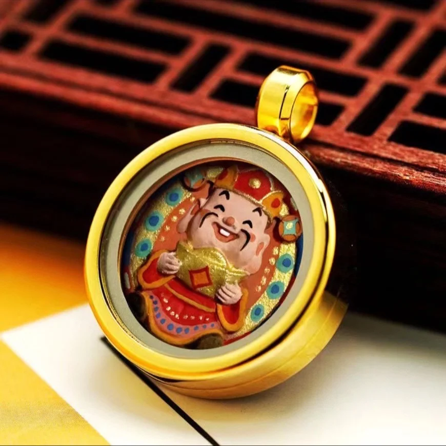 純手繪立體唐卡擦擦，精緻的外殼藏式項墜黃財神，扎基拉姆，綠度母等各種佛像保護神